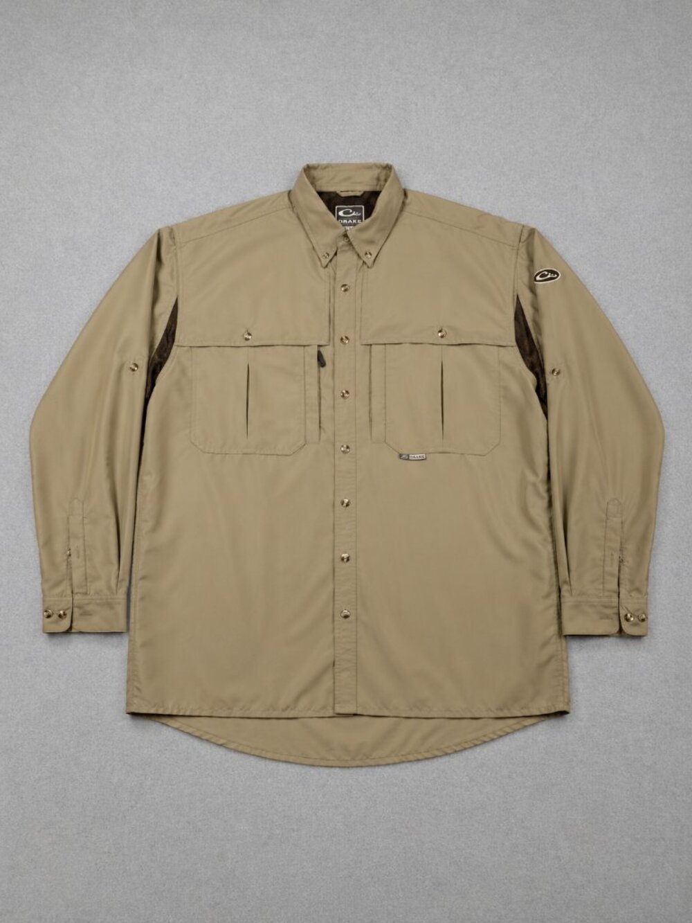 Drake Waterfowl Mens 2XL Tan Vented Fishing Hunting Shirt